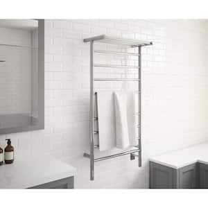 Piazzo 8-Bar Electric Wall Mount Plug-In and Hardwire Towel Warmer with Integrated Timer in Polished Stainless Steel