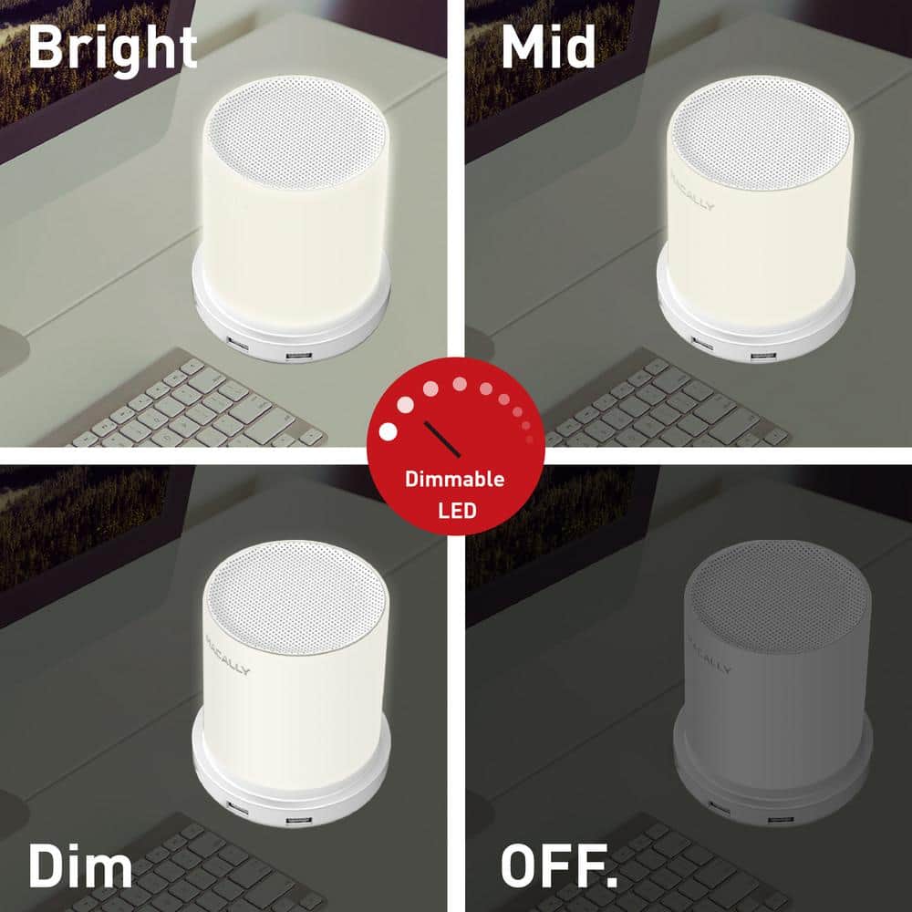 White Touch-Control 3-Way Dimmable LED Lamp with USB Ports