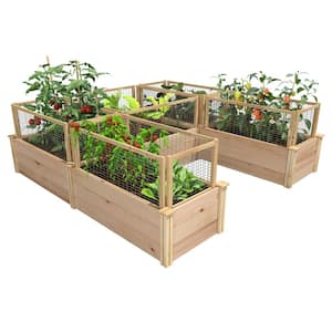 8 ft. x 8 ft. x 16.5 in. Premium Cedar U-Shaped Raised Garden Bed with CritterGuard Fencing