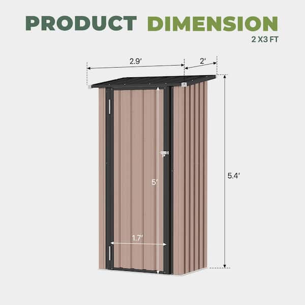 miです Sizzim 6 ft. W x 4 ft. D Black Metal Shed with Lockable Door and
