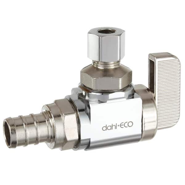 DAHL 1/2 in. Crimpex x 1/4 in. O.D. Comp, Supply Stop, Angle, Plated, Lead-Free