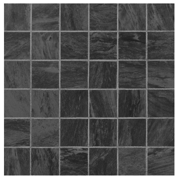 Anastasia Anthracite 12 in. x 12 in. Matte Porcelain Mesh-Mounted Mosaic Floor and Wall Tile (8 sq. ft./Case)