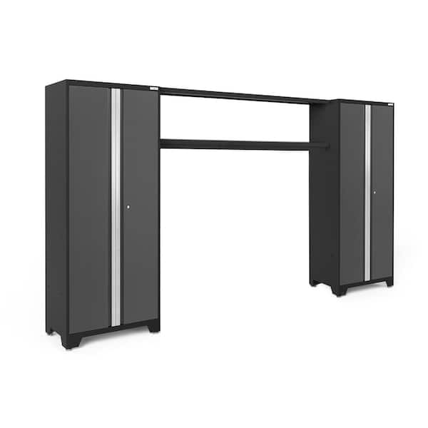 NewAge Products Bold Series 132 in. W x 77.25 in. H x 18 in. D 24-Gauge Steel Cabinet Set in Gray (3-Piece)