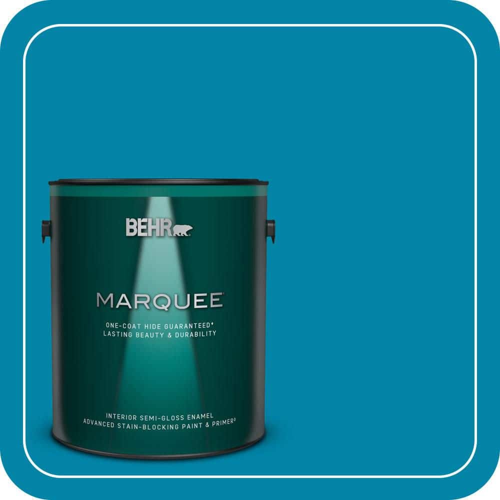 1 gal. #MQ4-53 Tibetan Turquoise One-Coat Hide Semi-Gloss Enamel Interior Paint & Primer price history on PriceWatchPro