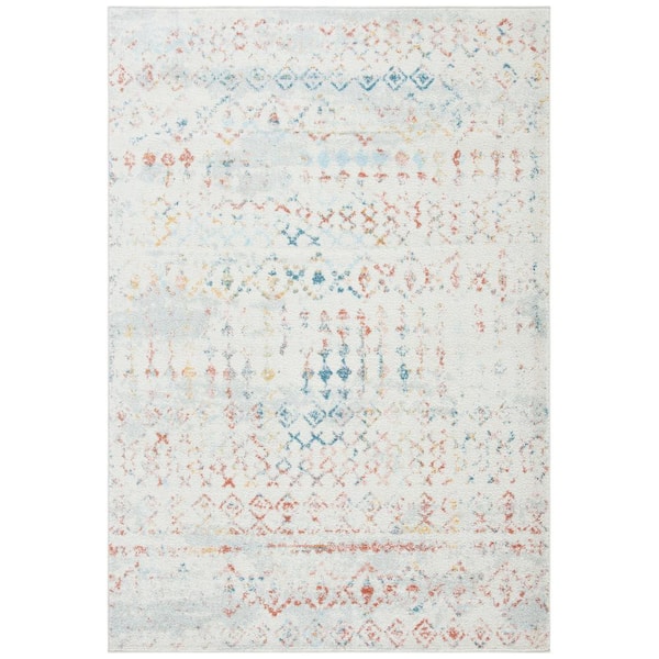 SAFAVIEH Tulum Ivory/Pink 5 ft. x 8 ft. Tribal Geometric Diamonds Area Rug