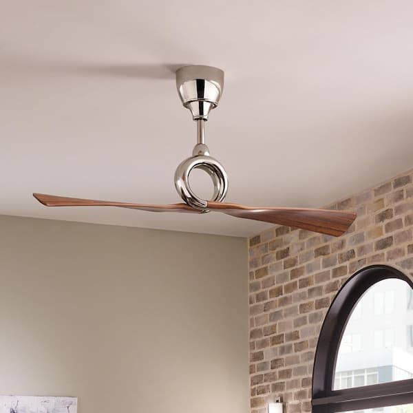 Link 54 in. Indoor Polished Nickel Low Profile Ceiling Fan with Remote Included for Bedrooms or Living Rooms