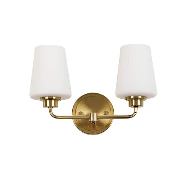 Jushua Fixture Width 4.7 in. Number of Lights 2 White Fixture Color/Finish Vanity Wall Lamps "Vanity Light" with White Glass