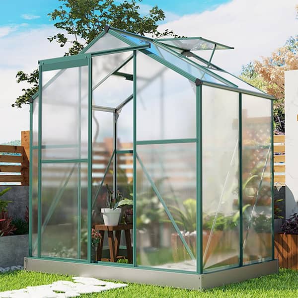 BTMWAY 6.2 ft. W x 4.3 ft. D x 6.8 ft. H Aluminum Base Sliding Door Patio  Garden Greenhouse Walk-In Greenhouse with 2-Window  CXX4-GI0197AAFSH00-GHouse01 The Home Depot