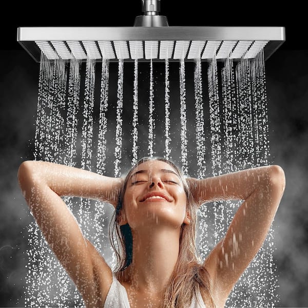 Rain Shower Head Combo 6-Spray 12 in. Wall Mount Dual Shower Heads and Handheld Shower Head w/ 2.5 GPM in Brushed Nickel