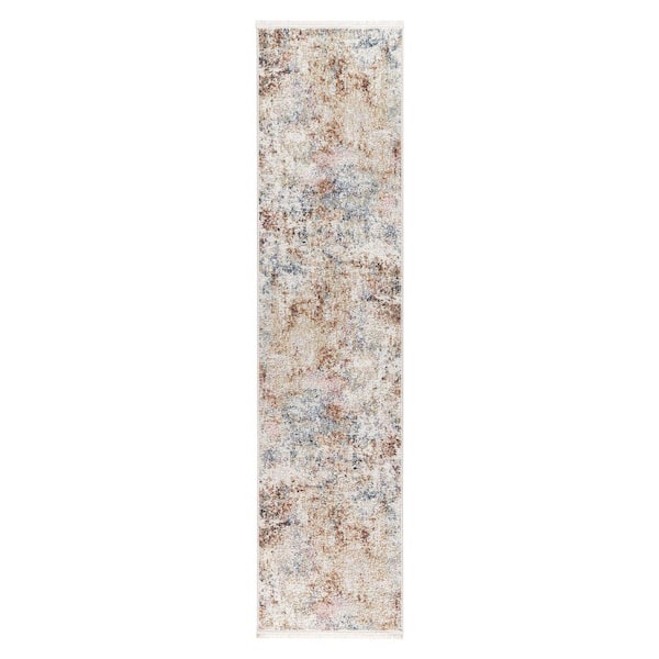 TOWN & COUNTRY LIVING Everyday Rein Abstract Cloud Brown Beige 2 ft. x 7 ft. Machine Washable Rug