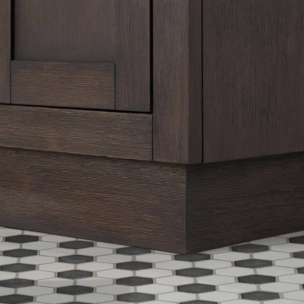 Chestnut 60" Brown Oak Double Bathroom Vanity with Gold Accents