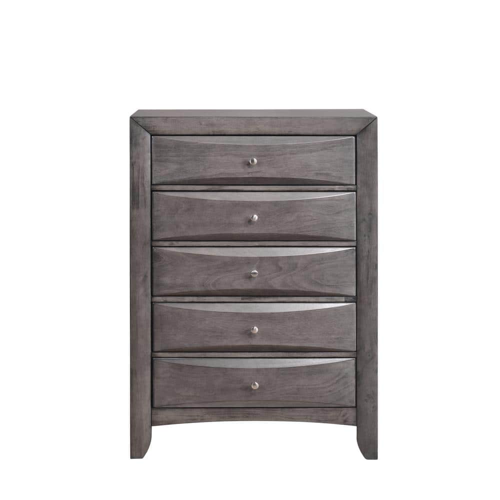 Dex Walnut Brown 5-Drawer Rustic Vertical Chest