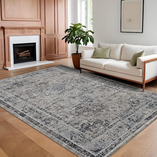 Blue 10 ft. x 13 ft. Medallion Pattern Short Pile Indoor Area Rug