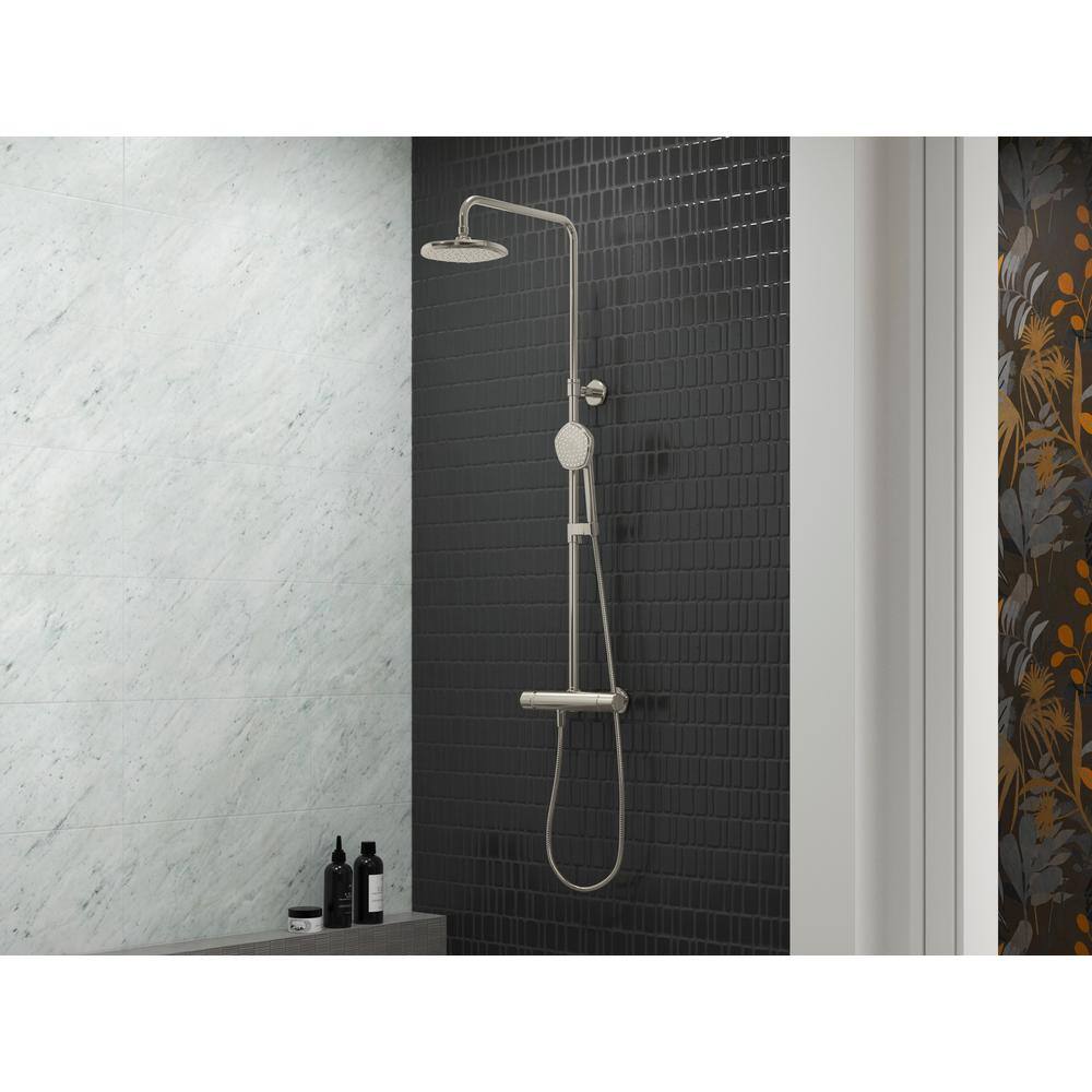 Vibrant Brushed Moderne Brass Thermostatic Shower Column Kit
