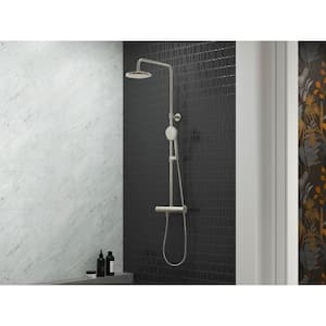 Occasion 2-Way Exposed Thermostatic Valve And Shower Column Kit in Vibrant Brushed Moderne Brass
