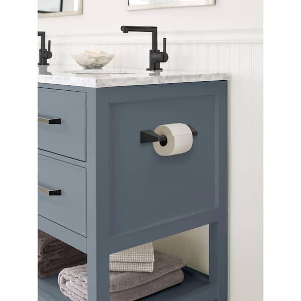 Blackrock 9-5/16 in. (237 mm) L Pivoting Double Post Toilet Paper Holder in Matte Black