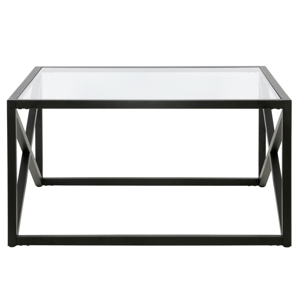 Calix 32'' Blackened Bronze Square Glass Coffee Table