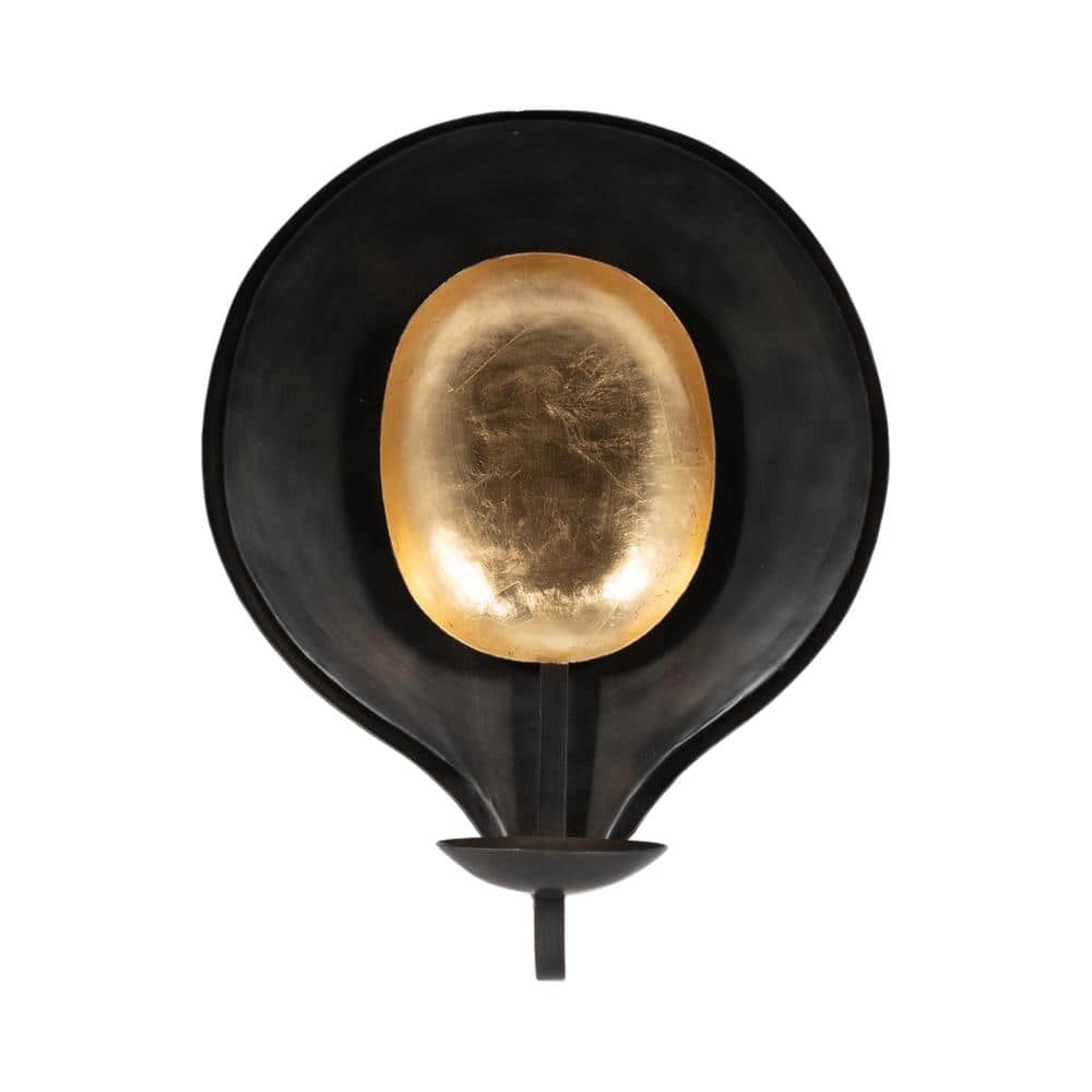 15" Black and Gold Iron Round Votive Holder