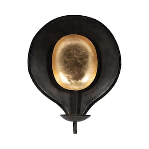 15 in. Black and Gold Metal Votive Candle Holder