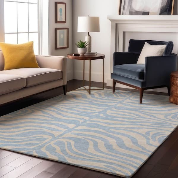 Mayfield Premium Machine Washable Abstract AMF1042 Sky 8 ft. x 10 ft. Area Rug