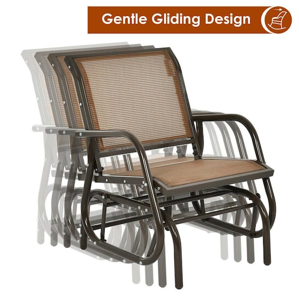 ANGELES HOME 25 in. Metal Outdoor Glider Single Swing
