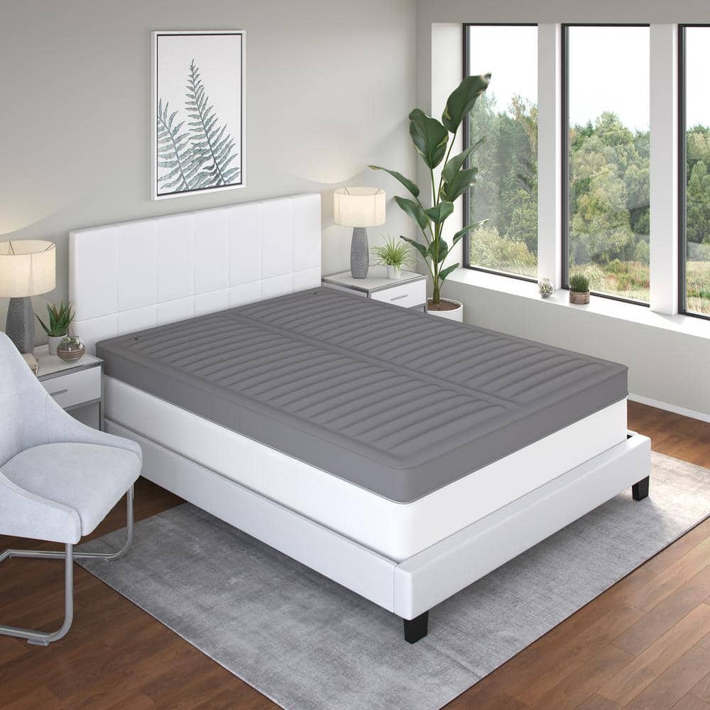 King Size Gray Dual Adjustable Inflatable Mattress Topper