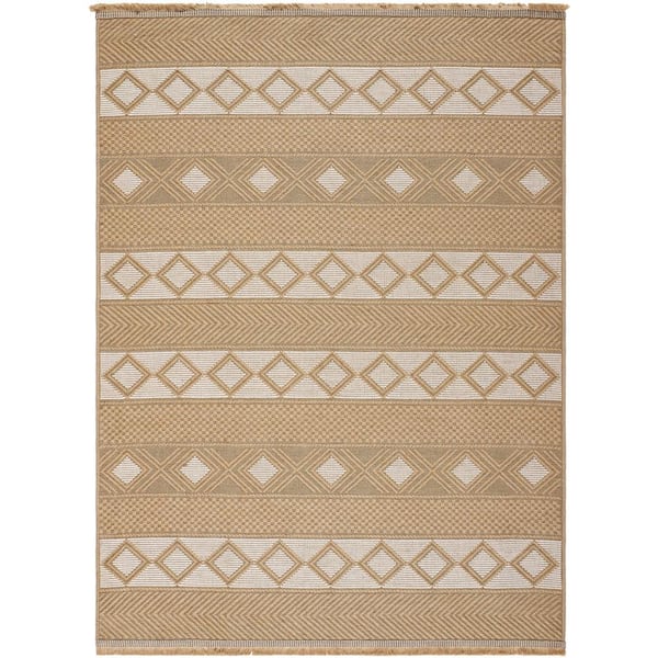 Livabliss Mystery Tan/Cream 3 ft. x 5 ft. Cottage Indoor Area Rug