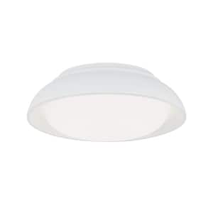 Vantage 15 in. 1-Light Sand White LED Flush Mount with White Acrylic Shade