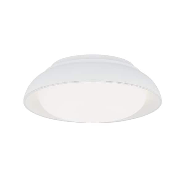 Minka Lavery Vantage 15 in. 1-Light Sand White LED Flush Mount with White Acrylic Shade