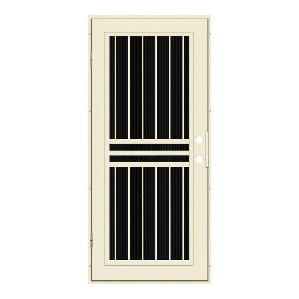 Plain Bar 30 in. x 80 in. Left-Hand/Outswing Beige Aluminum Security Door with Charcoal Insect Screen -  Unique Home Designs, 3S1001CL1BGISA