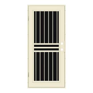 Plain Bar 30 in. x 80 in. Left-Hand/Outswing Beige Aluminum Security Door with Charcoal Insect Screen