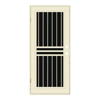 Plain Bar 30 in. x 80 in. Left-Hand/Outswing Beige Aluminum Security Door with Charcoal Insect Screen