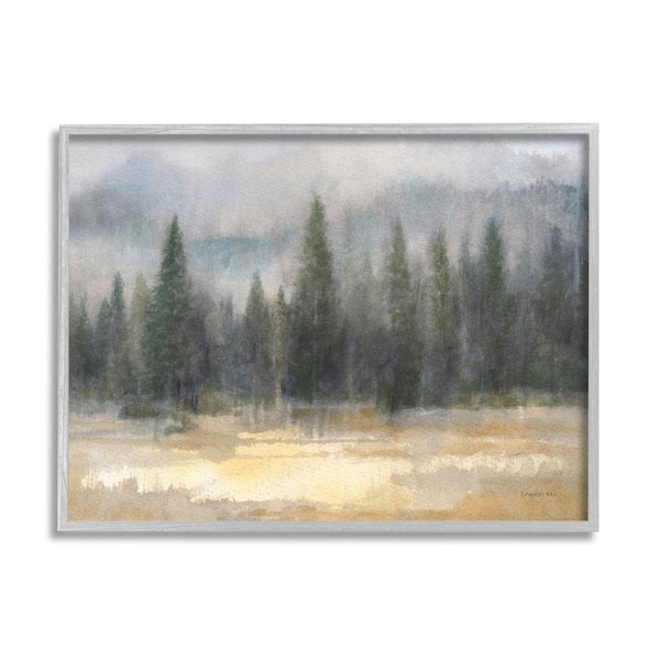 Mountain Landscape with Pines Oil Painting Print Reproduction on Canvas in  Thin Gold Frame- An 11 x 14 framed to 13 x 16