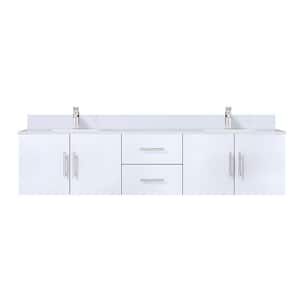 Geneva 80 in. W x 22 in. D Glossy White Double Bath Vanity, Cultured Marble Top, and Faucet Set