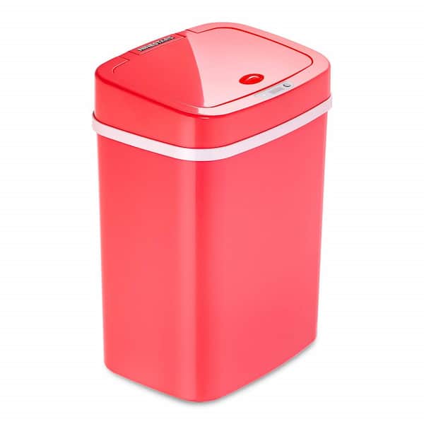 Unbranded 3 Gal. Red Automatic Touchless Infrared Motion Sensor Plastic Trash Can