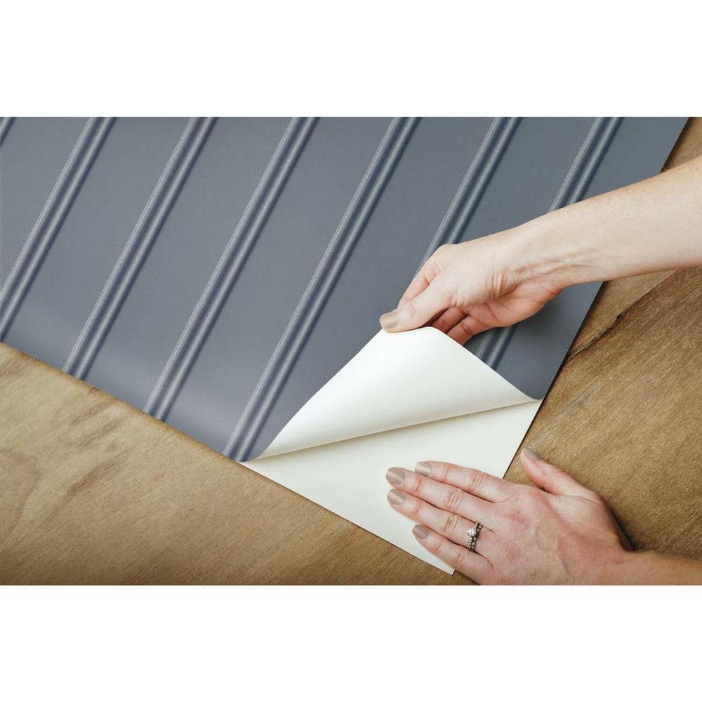 Navy Blue Wood Look Beadboard Peel and Stick Wallpaper