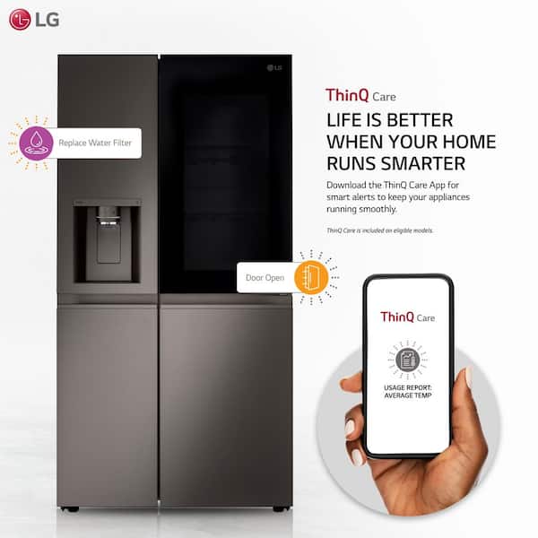 LG 27 cu. ft. Side by Side Smart Refrigerator with Insta View, Craft Ice in  PrintProof Black Stainless Steel LRSOS2706D - The Home Depot