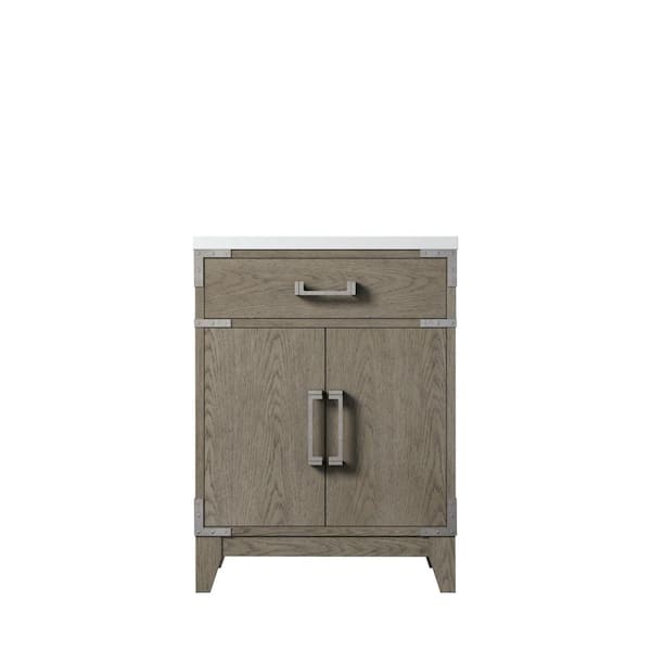 Fossa 24 in W x 18 in D Grey Oak Single Bath Vanity with Acrylic Top