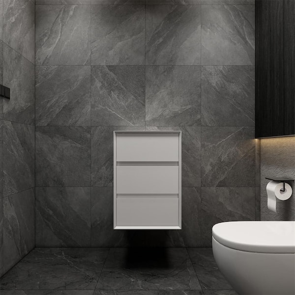 Mia Max 19.5 in. W x 19.6 in. D x 29.5 in. H White Wall Floating Linen Cabinet in Gloss White, Scratch Resistant Surface