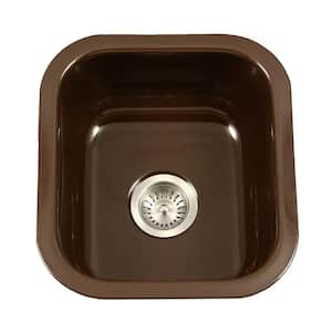 Houzer Porcela 17 in. Espresso Porcelain Enamel Steel Undermount Single Bowl Bar Sink - PCB-1750 ES