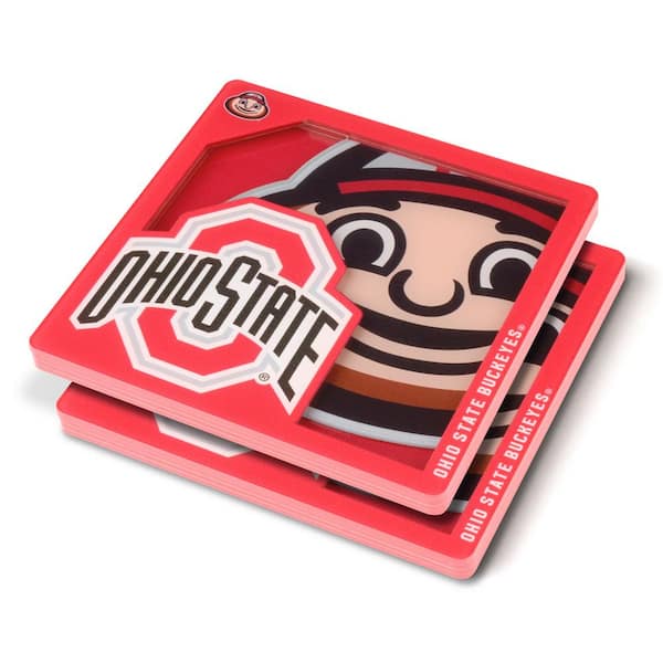 YouTheFan NCAA Ohio State Buckeyes 3D Logo 2-Piece Assorted Colors Acrylic Coasters
