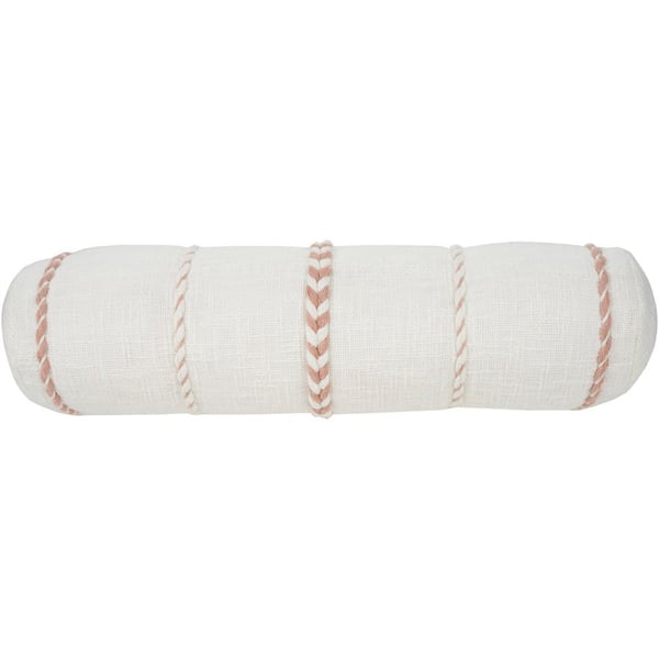 Mina Victory Lifestyles Blush Stripe 20 in. x 6 in. Bolster Throw Pillow