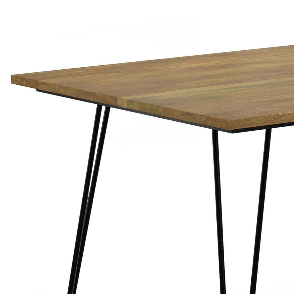 Hunter Light Brown Mango Wood Industrial Dining Table with Black Metal Legs