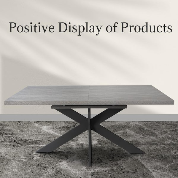 GOJANE Modern 1-Piece Extendable Rectangle Gray MDF Top Dining