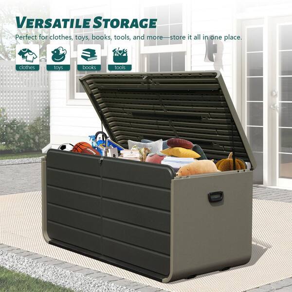 Ama pear Gray 200 Gal. All-Weather Large Resin Deck Box, Plastic