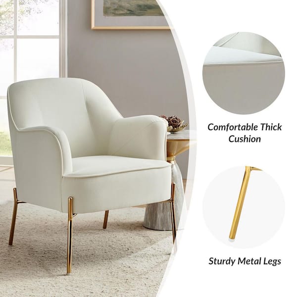 JAYDEN CREATION Nora Ivory Velvet Arm Chair (Set of 2) CHM6154A