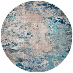 Madison Blue/Gray 10 ft. x 10 ft. Abstract Gradient Round Area Rug