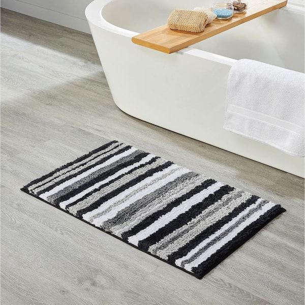 Better Trends Griffie Collection 17 in. x 24 in. Gray Polyester Rectangle Bath Rug