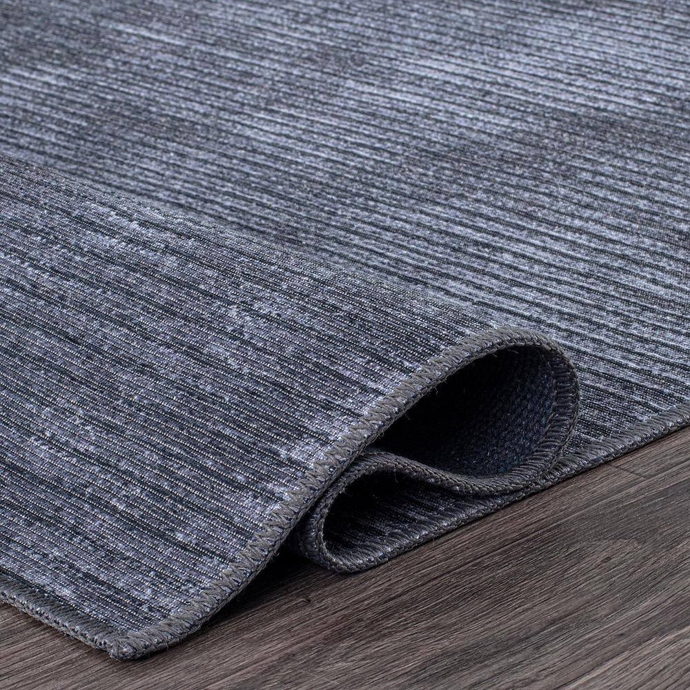 Dark Gray Flat Woven Stripe Synthetic Area Rug 5' x 7'