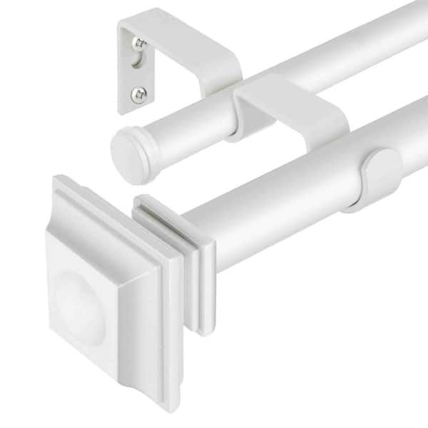 72 in. - 144 in. Adjustable 1 in. Double Curtain Rod in Ivory White